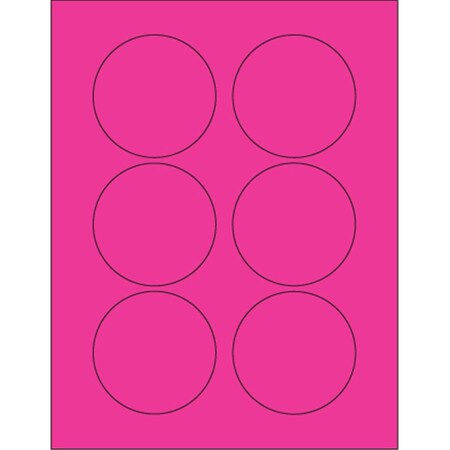 Bondad 3 in. Fluorescent Pink Circle Laser Labels, 6PK BO2819648